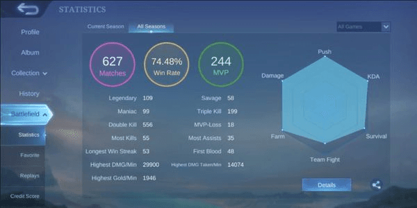 Gambar Product MYTHIC GLORY WR 74%++ CAN CHANGE NAME ALL UNBIND PERSONAL ACCOUNT GUARANTEED SAFE