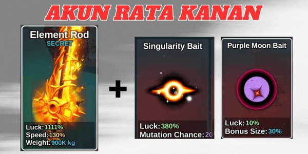 Gambar Product Akun Element Rod + Bait Limited Edition + Singularity Bait | Starter Secret
