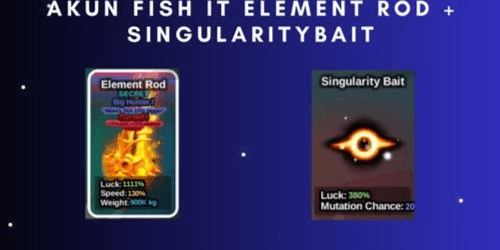 Gambar Product Akun Fish it Element rod + Singularity bait