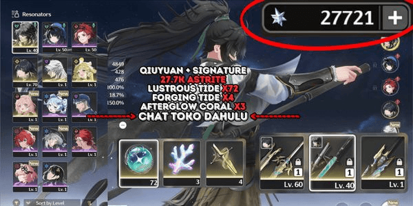 Gambar Product [27.7K ASTRITE][7 SSR] QIUYUAN + SIGNATURE + CALCHARO + VERINA + ENCORE + LUSSTROUS RAZOR + BLOODPACT + CHECK DESC! [SEA] #A29