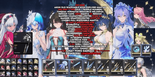 Gambar Product [20 SSR][6 LIMIT 4 SIGNATURE STD][PITTY 47]CARLOTTA SIGN+CANTARELLA SIGN+SHOREKEEPER+ZHEZHI+JIYAN+IUNO+5 B5 WP+CEK DESC! [SEA]#326