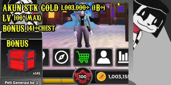 Gambar Product ACCOUNT STK GOLD 1.003.000+ (1B+) LV 100 (max)  BONUS 141+chest