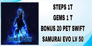 LEGENDS OF SPEEDS ACCOUNT PLAIN STEP 1T GEMS 1T +BONUS 20 EVO PET LEVEL 50 OP LATEST