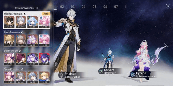 Gambar Product (ASIA) 12 Team Premium, 29 SSR 8 Sign. Saber + Archer + Castorice + Cyrene + Cerydra + Phinon + Fugue + Acheron + Kafka + Rappa + Sunday + Yunli - 18