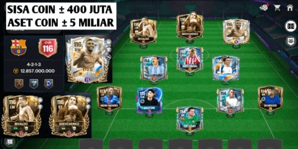 Gambar Product FC MOBILE SEMI SULTAN ACCOUNT ETO'O, SHEVCHENKO, RIVALDO OVR 116 GACOR, SQUAD OVR 116 & COIN ASSET ABUNDANT ± 5 BILLION READY FOR FC CHAMP BATTLE‼️