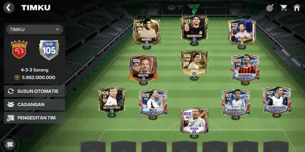 AKUN EA FC OVR 105 ALL PLAYER LVL 15 COIN TERSEDIA 1.9M ASET 534 JT (MESSI, KAKA, BARNES)