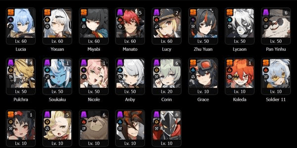 Gambar Product Lucia + Sign + Yixuan + Sign + Miyabi + Zhuyuan + Grace + Lycaon + Koleda e1 + Soldier 11 + Nekomata IK 54 SERVER ASIA