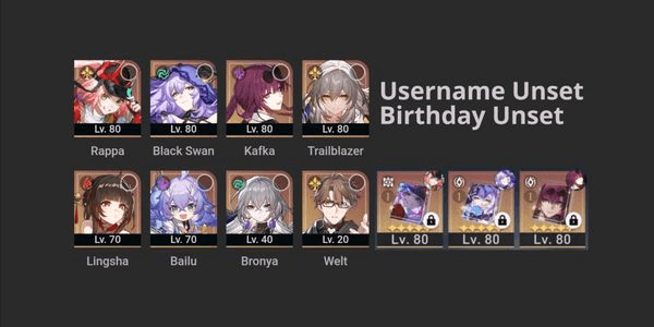 Gambar Product [Stelle] Rappa (Sign) + Black Swan (Sign) + Kafka (Sign) + Lingsha + Bailu + Bronya + Welt | All Unset