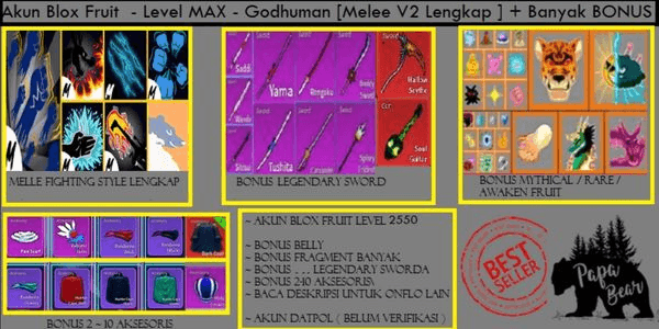 Gambar Product Akun Blox Fruit - Level MAX - GODHUMAN - Third SEA / SEA 3