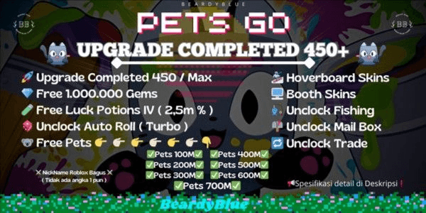 Gambar Product Account Pets Go | Upgrade Completed 450+ | Bonus 1.000.000 Diamond | Unlocked Trade & Booth | Pengiriman Instan