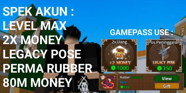 Gambar Product AKUN KING LEGACY LEVEL MAX - 2X MONEY - LEGACY POSE - PERMA RUBBER + 80M MONEY | RBL