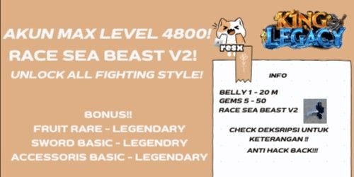 Gambar Product Akun King Legacy Level Max 4800 + Race Sea Beast v2