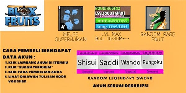 Gambar Product Akun Blox Fruits Murah Level Max Banyak Bonus Juga