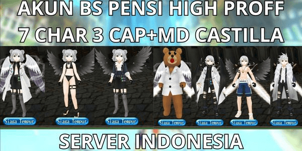 Gambar Product AKUN BS PENSI HIGH PROFF 7 CHAR 3 CAP MAX LVL 290 SERVER INDONESIA, FULL AVA+ISI MD CASTILLA, NO MOD, ANTI HAKCBACK,  SUPER MURMER