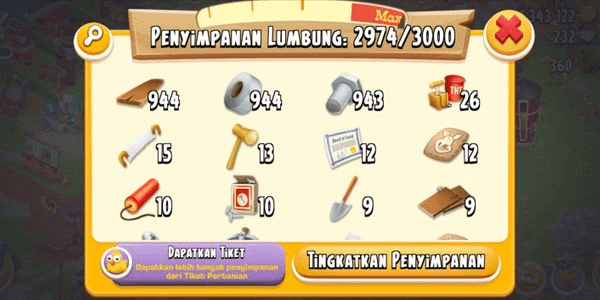 Gambar Product Hayday Account - Hayday Farm || Level 50+ || Barn 3000 & Silo 800 || Contains Barn Tools
