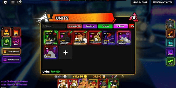 Gambar Product Account 7 Monarch Meta (Escanor, Broly, Dio OH, Hollowseph, Freiza, SJW, Itadori) - Anime Vanguards