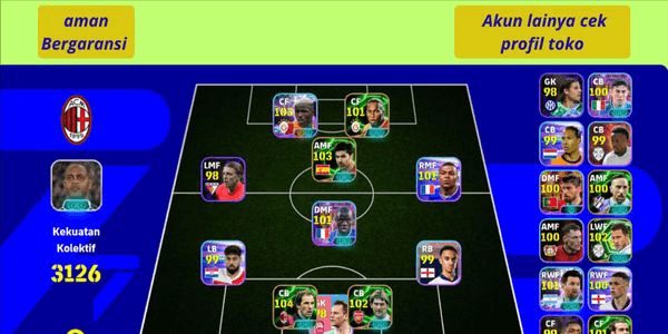 Gambar Product EFOOTBALL ACCOUNT READY TO PLAY STRENGTH 3100++ SAFE GUARANTEED | musgem#A02