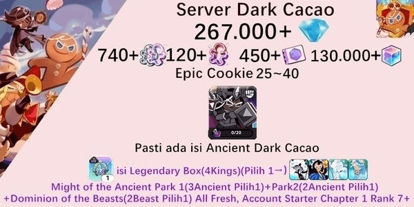 Gambar Product Akun starter Cookie Run Kingdom(Server Dack Cacao)DC7