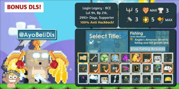 Gambar Product Akun Role Fishing MAX + Surgeon MAX + Dr Title + Mercy + GPickaxe + Anime Action Hair + Seil Orb + Feye + Zeus + Riding Cloud + Snow Aura + Rings