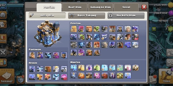 Gambar Product Town Hall 18 Super GG / Skin Hero Melimpah / Akun Siap War