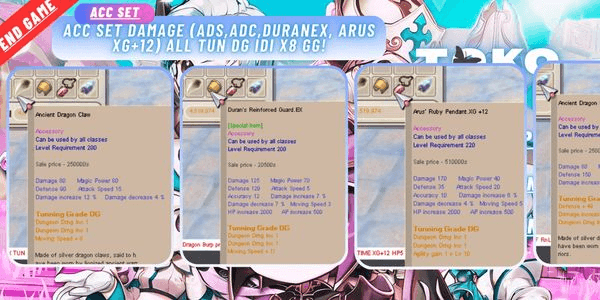 Gambar Product Acc Set Damage (ADS,ADC,DURANEX, Arus  XG+12) All tun DG IDI X8 GG!