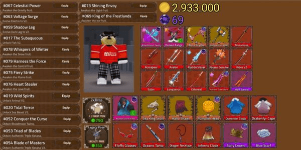 Gambar Product Akun King Legacy - Draken Fangs - Abyssal Crab Axe - Abyssal Tyrant Armor - Riptide Slayer - Bone Scythe - 2x Drop