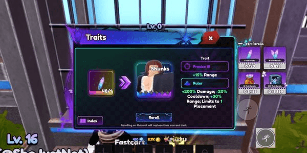 Gambar Product Roblox starter account Universal tower defense Shanks Trait Ruler + Range 3. 0.1%