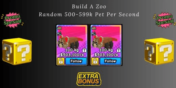 Gambar Product Build A Zoo Random Pets 500-599k Per Second + Bonus