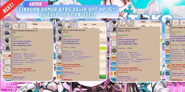 Gambar Product Einhorn Armor HTBS XG+10 Opt Hp 15% GG (ALL JOB CAN USE!)