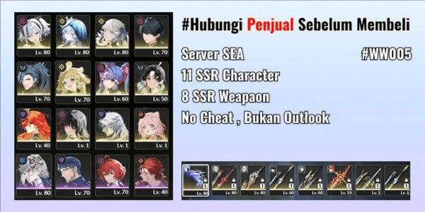 Gambar Product [18 SSR] [7 Limit 4 Sign] Augusta +Sign, Scorekeeper + Sign, Jinhsi + Sign, Camellya + Sign, Jiyan, Roccia, Chisa + 4 WP B5, BACA DESC! [SEA] #WW005