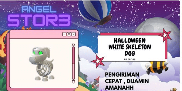Gambar Product Halloween White Skeleton Dog