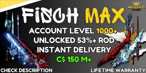 Gambar Product Akun Fisch - Level 1000 (MAX) | 75% Rod Unlocked - C$ 150M+ - Unlocked Submarine