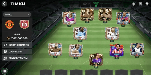 AKUN EA FC SULTAN OVR MAX 110 ALL PLAYER LVL MAX LVL 25-30 RANK H2H MANAAGER LEGEND I III ASET COIN 1.5M(GINOLA, OWEN, GUTTI, TOURE)