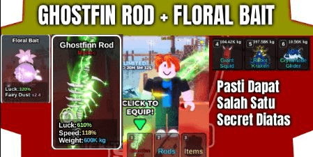 Gambar Product Akun Fish It! - Ghostfin Rod + Floral Bait + Level 200
