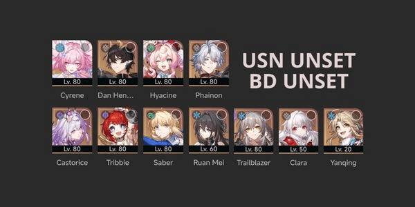 Gambar Product [Stelle] Cyrene + Hyacine + Phainon + Castorise + Tribbie + Saber + Ruan Mei + DHPT + Clara + Yanqing | All Unset