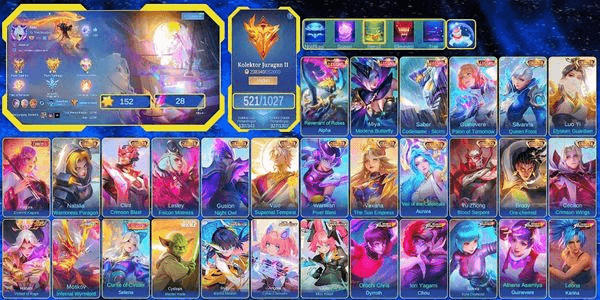 Gambar Product 523 SKINS | 4 LEGENDS | 13 COLLECTOR | 5 KOF | 3 ASPRANT | ZENITH SELENA | ALLSTAR MOSKOV | 7 ZODIAC | 57 SKIN LIMITED EVENT & COLAB | 44 RARE SHOP |