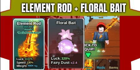 Gambar Product Akun Fish It! - Element Rod + Floral Bait + Level 300