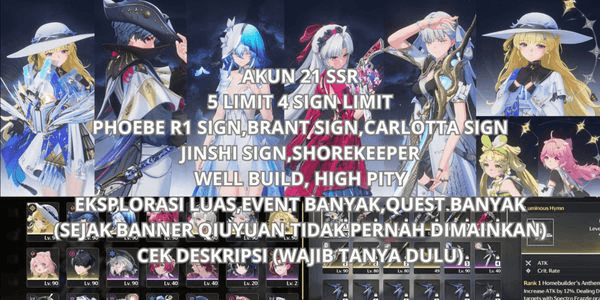 Gambar Product [SEA] 21 SSR 5 LIMIT 4 SIGN, PHOEBE R1 SIGN, BRANT SIGN, CARLOTTA SIGN, JINSHI SIGN, SHOREKEEPER, WELL BUILD, HIGH PITY