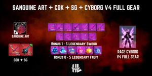 Blox Fruit Account Sanguine Art + CDK + SG + Race Cyborg V4 Full Gear