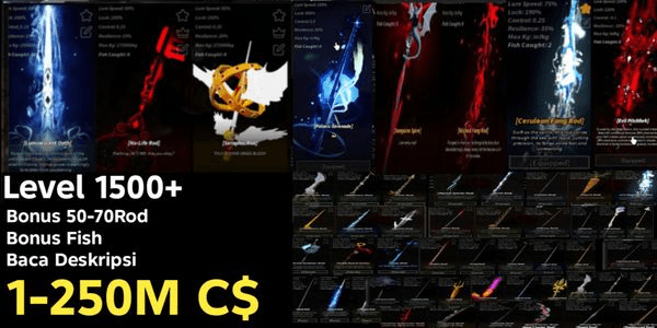 Gambar Product Akun Fisch Bonus Rod + Bonus Coin + Bonus Fish