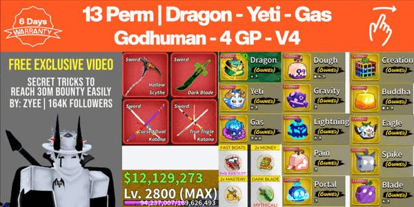 Gambar Product Akun Fruit Permanent - No 10 - Blox Fruits