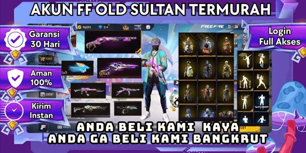 Gambar Product AKUN FF OLD SULTAN EVOGUN 2 MAX 1, M1887 RAPPER UNDERWORLD, STERLING, BUNDLE OLD SENJATA 350 VAULT 325 EMOTE 39