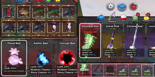 Gambar Product AKUN FISH IT! RIGHT FLAT GHOSTFINN ROD + AETHER BAIT