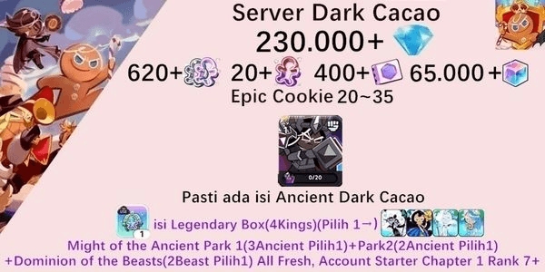 Gambar Product Cookie Run Kingdom(Dack Cacao Server)DC4 starter account