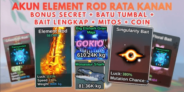 Gambar Product AKUN ELEMENT ROD + SINGULARITY + BONUS COIN + 1/4M