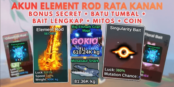 AKUN ELEMENT ROD + SINGULARITY + BONUS COIN + 1/4M