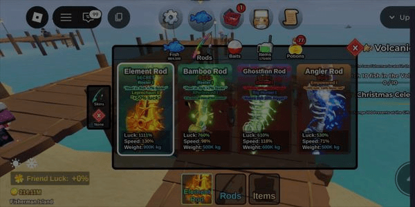 Gambar Product ACCOUNT FISH IT! LVL 1163 CAUGHT 1 JT ROD RIGHT ELEMENT, GHOSTFIN, BAMBOO BAIT SINGU AETHER ETC BONUS ENCHANT STONE 2K+ COIN REMAINING 214 M