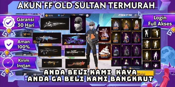 Gambar Product AKUN FF OLD SULTAN EVOGUN 2, JENGGOT BNL, M1887 TERRANO BUST, BUNDLE OLD SENJATA 240 VAULT 228 EMOTE BOOYAH 1