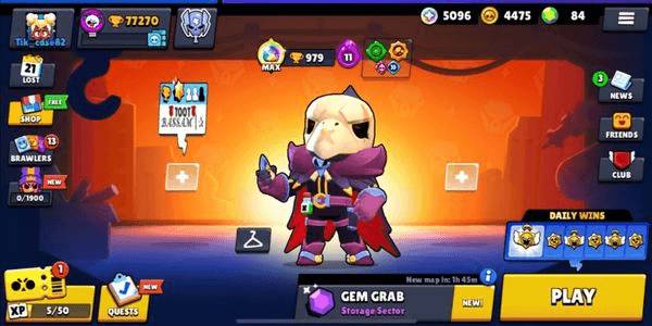 Gambar Product Brawl Star - Trophy 77270 - hyperchange 49 - brawl max 54 - brawls heroes 95/96 - skin Hero 333 + Bonus th 14 Latar on 2 equipment Epic lengkap