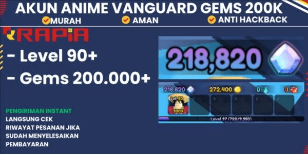 Gambar Product Akun Anime Vanguard [Level 90+] Gems 200K+